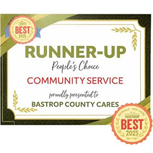 Bastrop County Cares Award Runner up for Community service