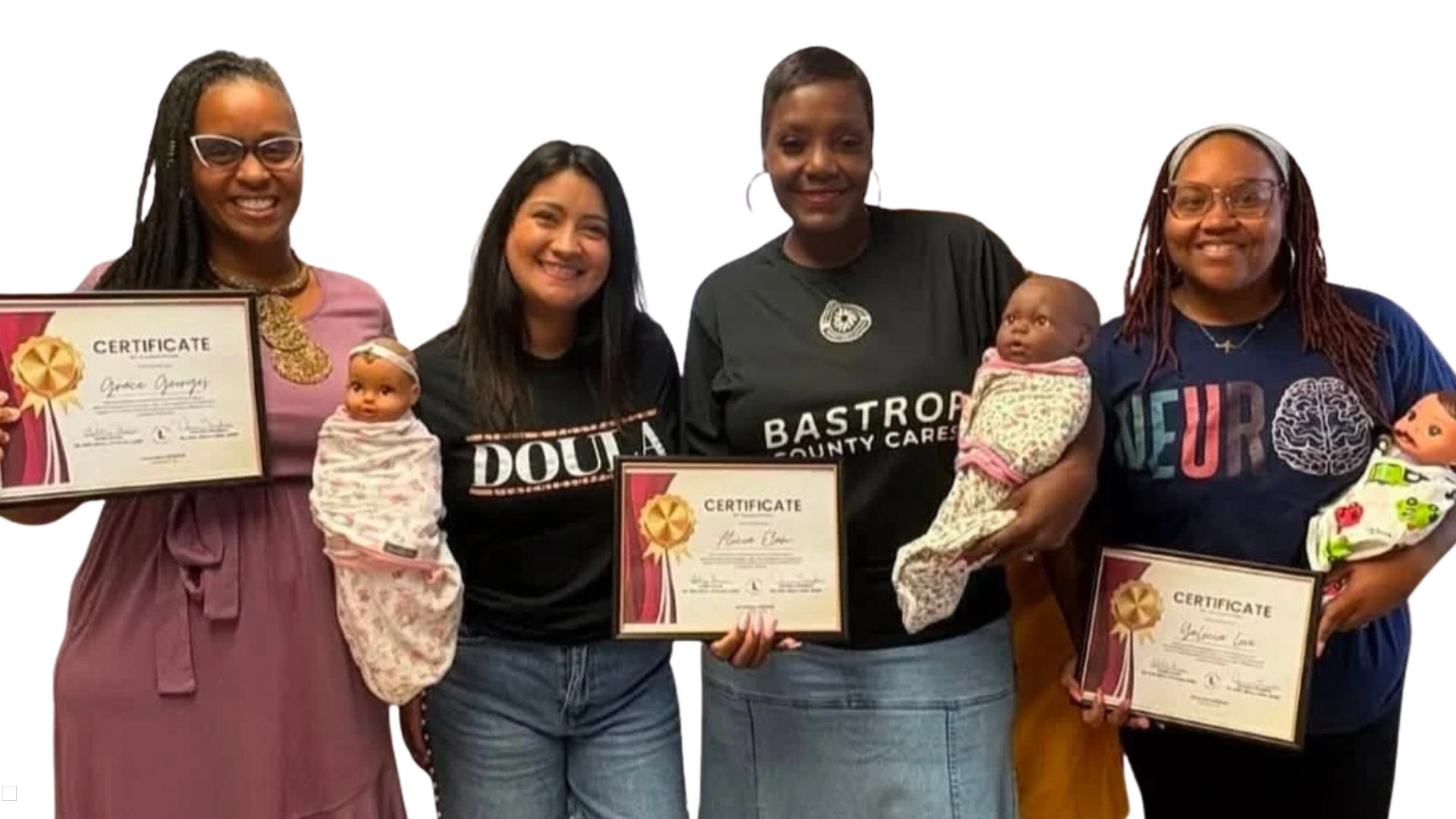 Bastrop County Cares Trained Doulas Bastrop County Cares doulas celebrating the completion of their doula training and certification.
